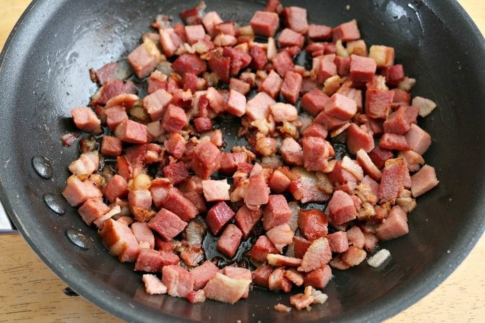 Potato and ham soup in the crockpot.