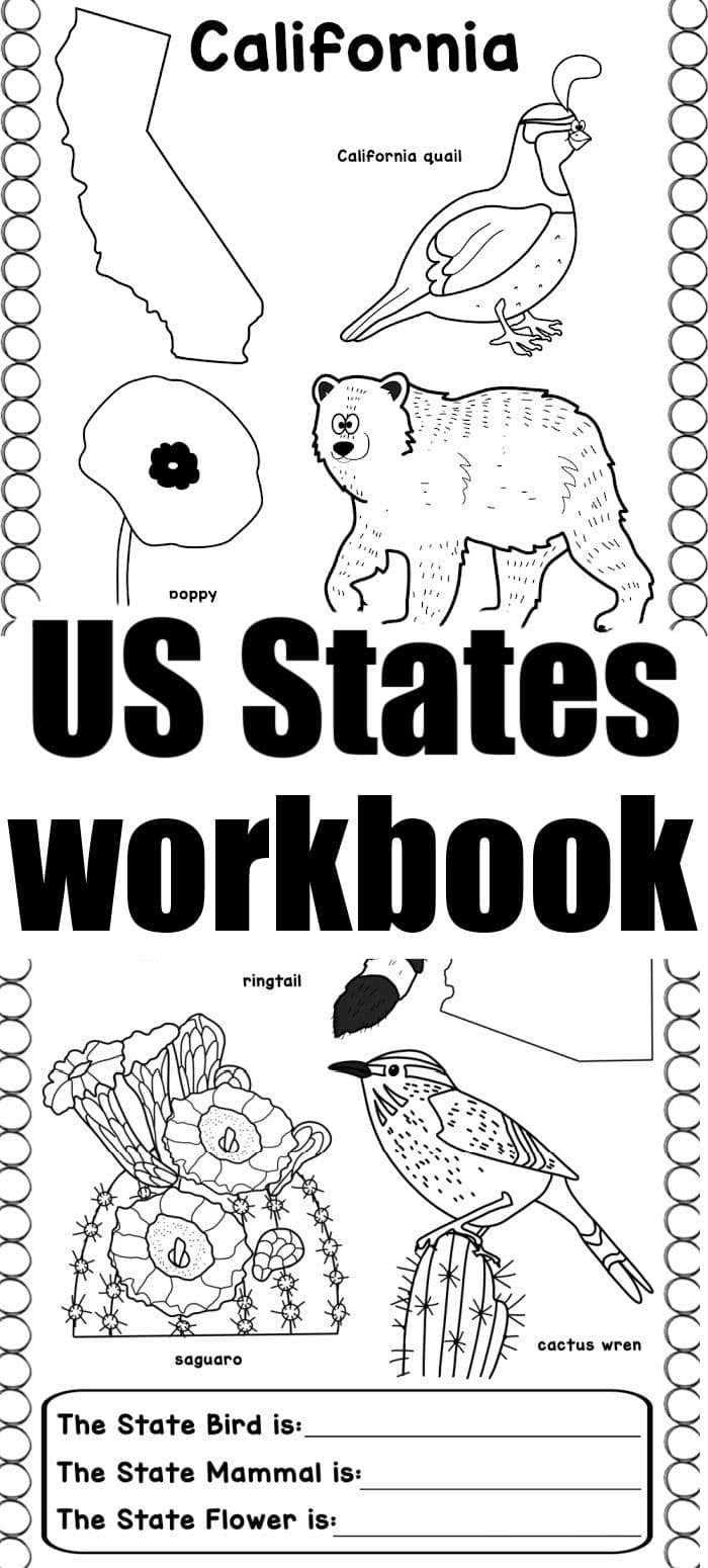 Free US States Worksheets PDF Printable Coloring Pages