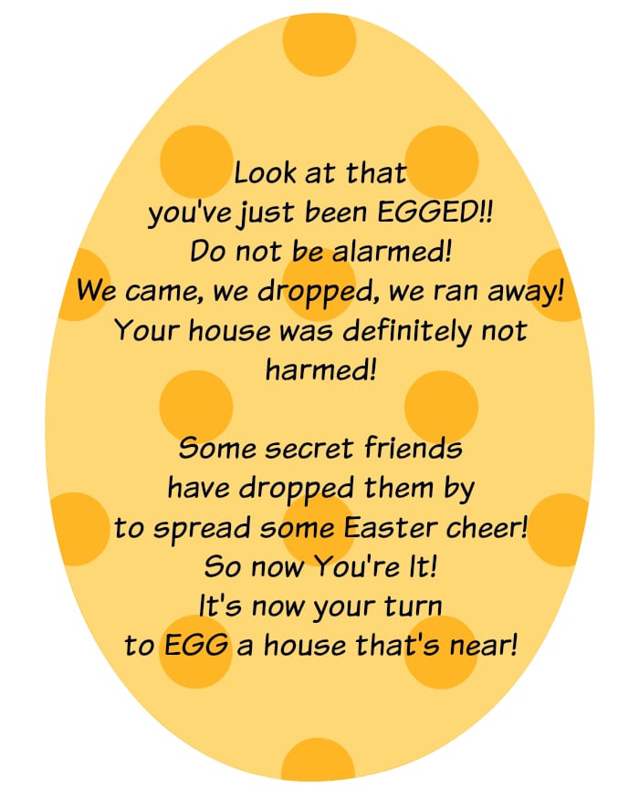 Free Printable You've Been Egged Printable