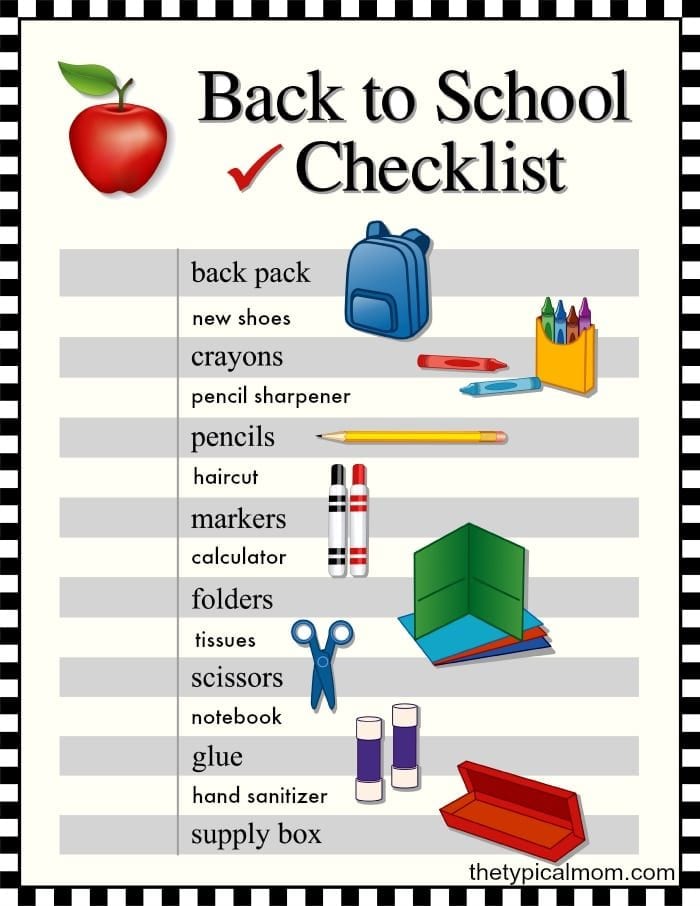 Free Printable Back to School Checklist · The Typical Mom