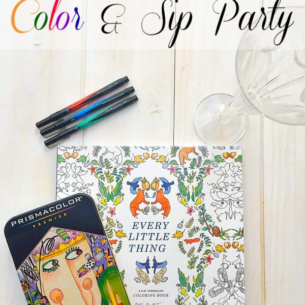 On a table sit a coloring book, colored pencils, and markers, ready for your creative gathering. Discover the art of hosting with our guide on how to throw a Color & Sip Party that promises fun and creativity.