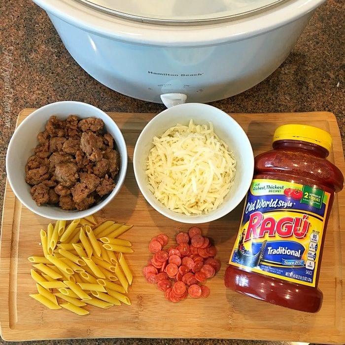 Easy Crock-Pot Pizza Casserole - Plowing Through Life