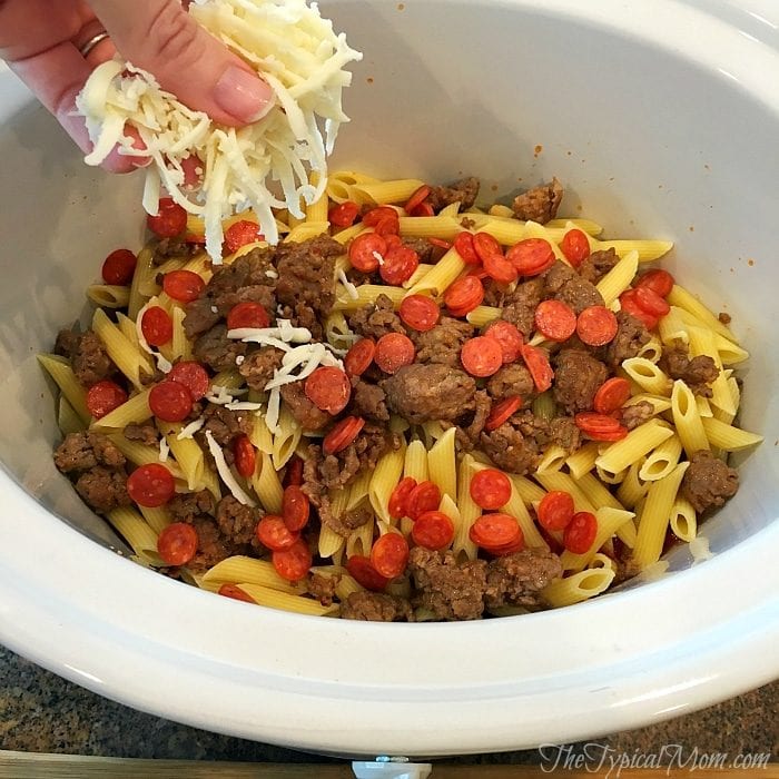 Easy Crock-Pot Pizza Casserole - Plowing Through Life