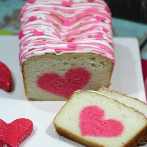 Valentine's Day heart strawberry cake.