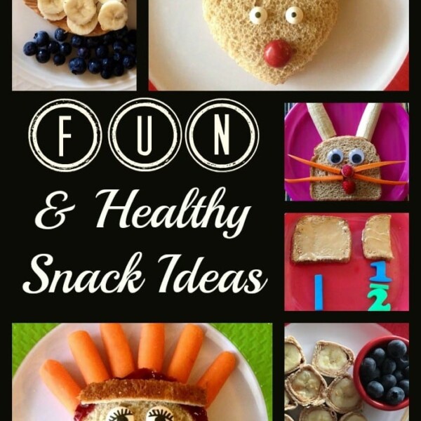 A collage of creative animal-themed snack ideas using fruits, vegetables, and bread offers delightful inspiration for healthy snacks for kids.