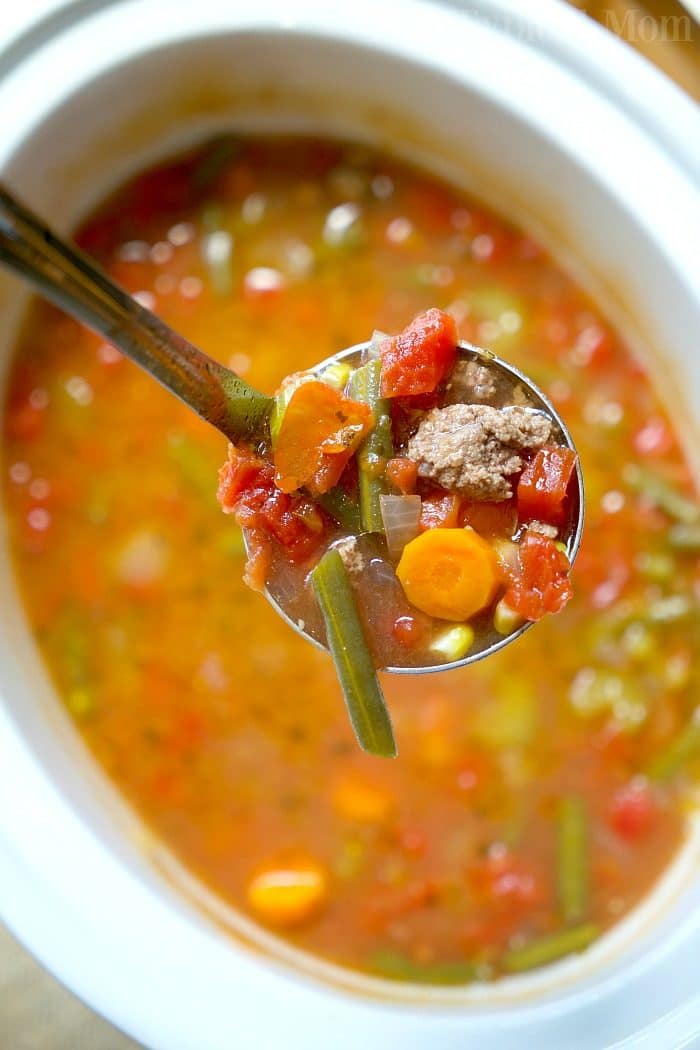 Easy Crock Pot Vegetable Beef Soup with Canned Vegetables