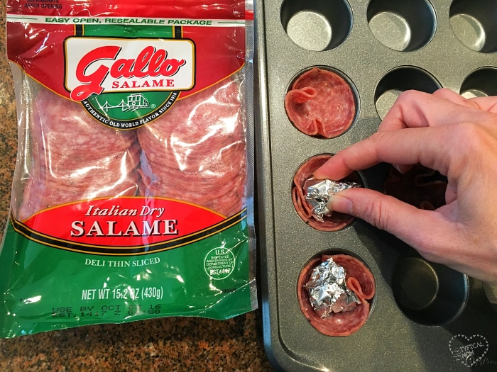How to Make Salami Cups with Cream Cheese in Muffin Tin