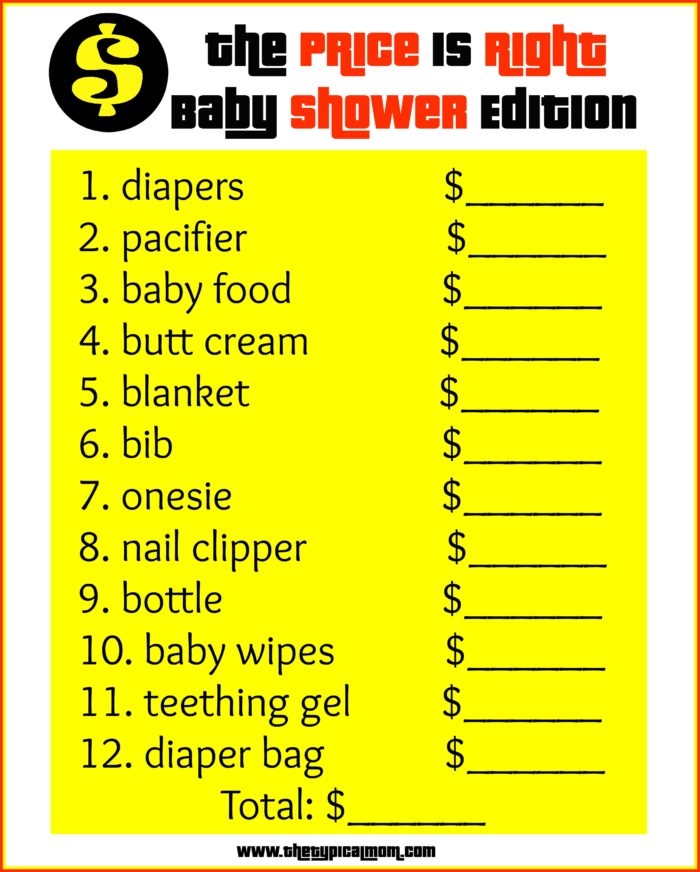 Baby Shower Price Is Right The Typical Mom