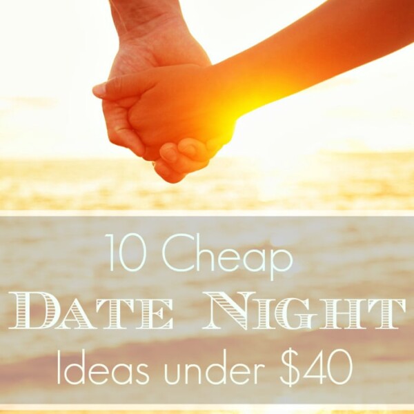 A couple holding hands at the beach with text overlay: 10 Inexpensive Date Ideas under $40.