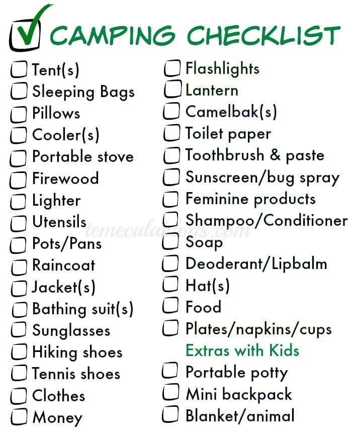 What To Take Camping Checklist