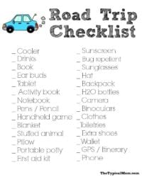 Free Road Trip Packing List Printable - Road Trip Checklist PDF