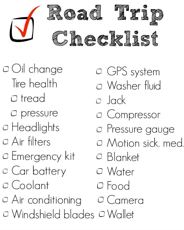 road trip car maintenance checklist