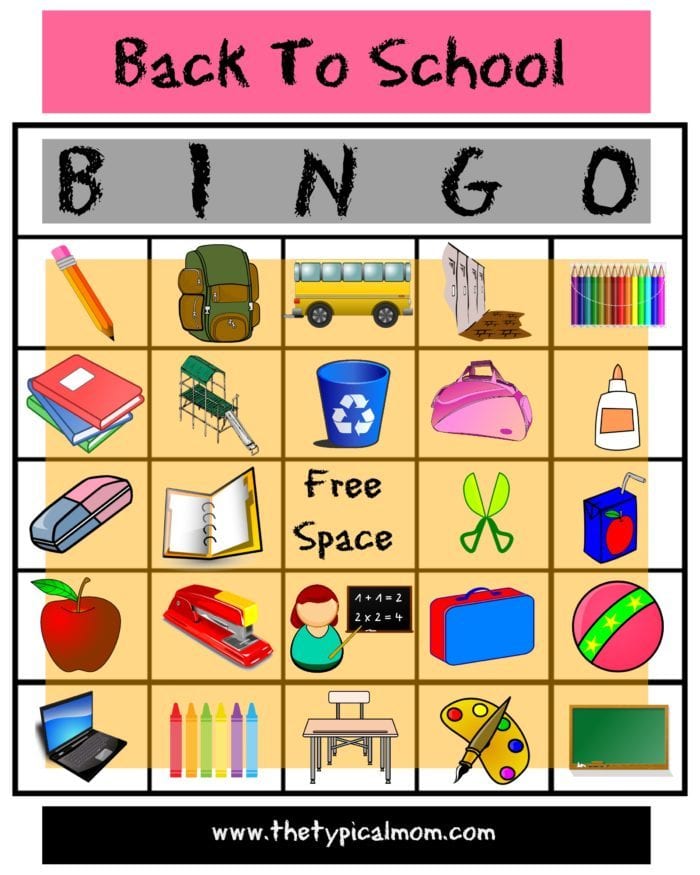 FREE Printable Back to School BINGO Game