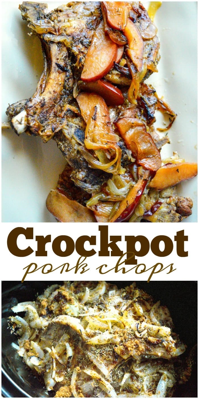 Slow Cooker Crockpot Pork Chops with Apples and Onions