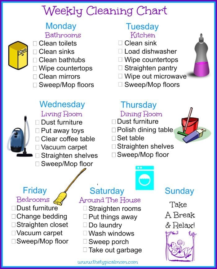 Printable deals cleaning schedule