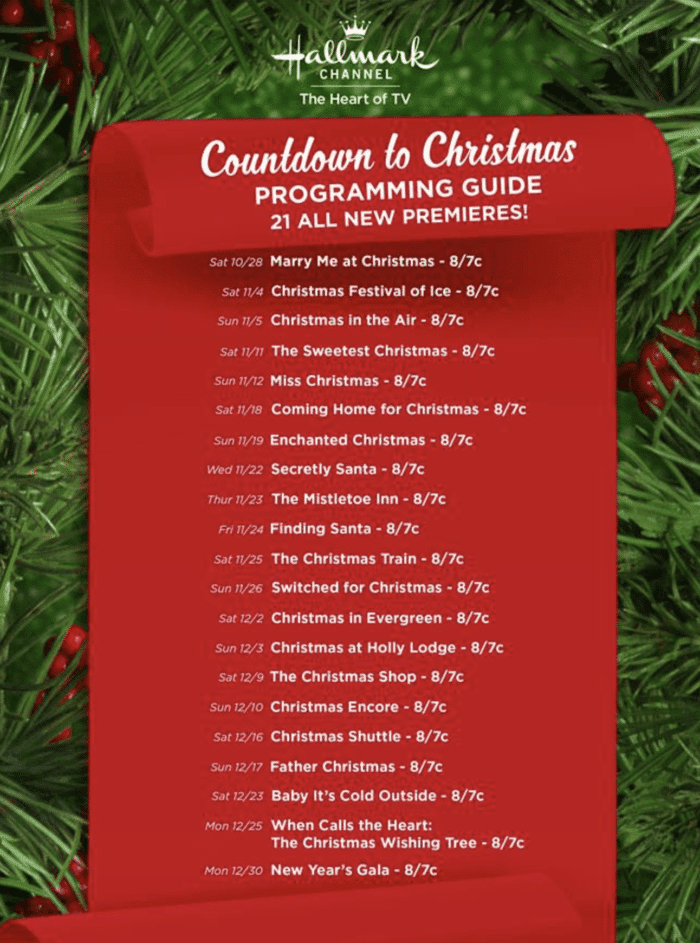 Hallmark 25 Days Of Christmas Schedule 2025