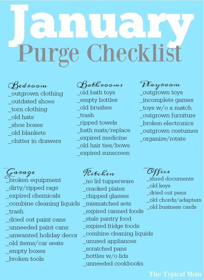 Free Printable January Purge Checklist · The Typical Mom