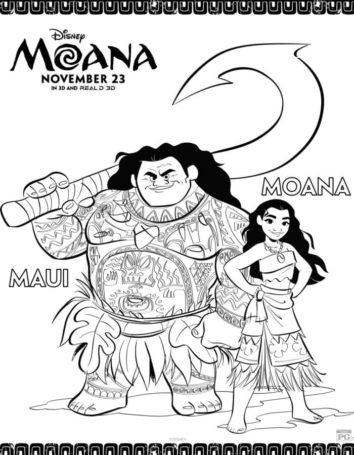 free printable moana coloring pages