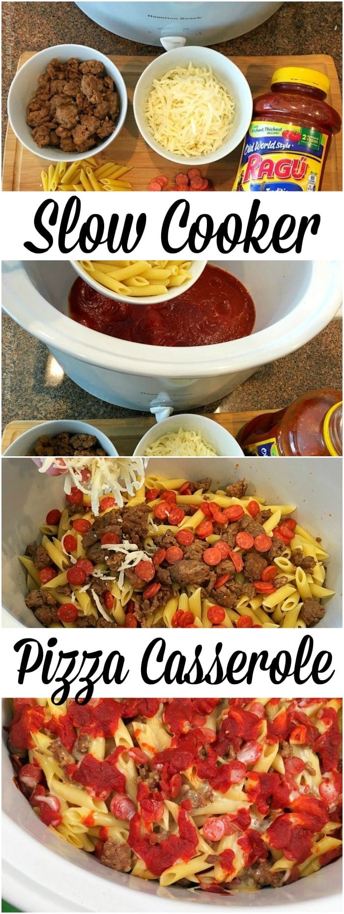 Slow Cooker Pizza Casserole - Crockpot