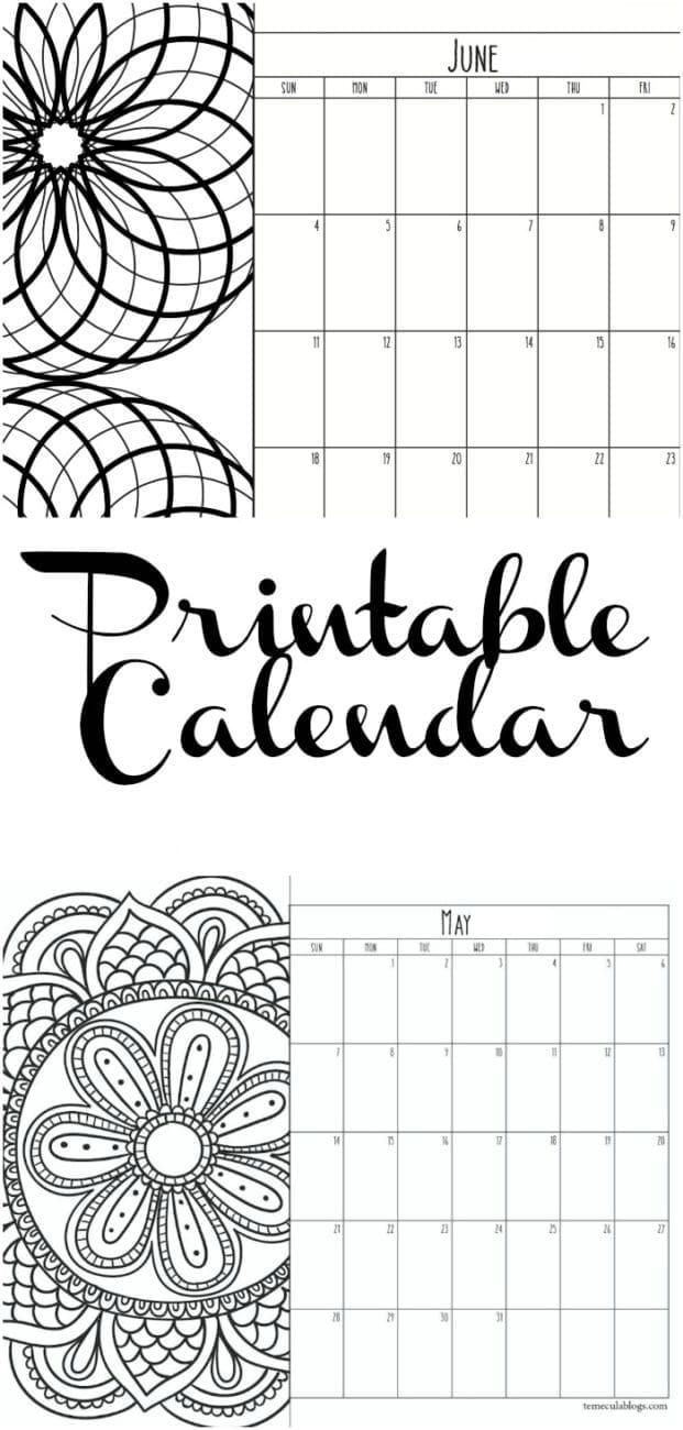 Printable Monthly Calendar Pages Free