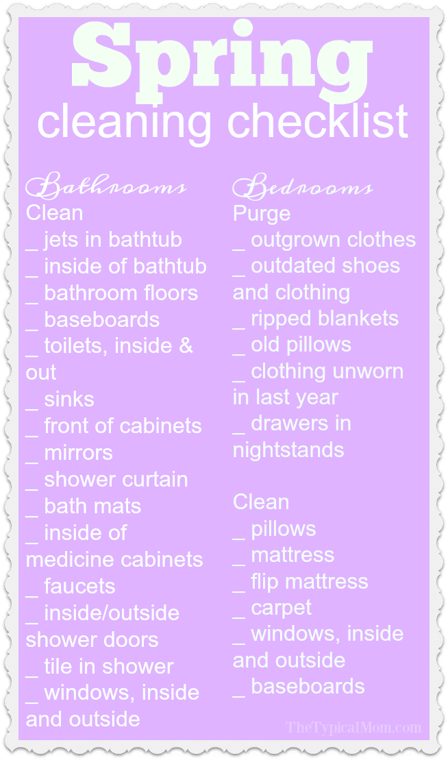 Spring Cleaning & Organizing Task List –