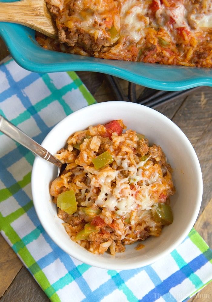 Cheesy Rice Stuffed Pepper Casserole The Typical Mom