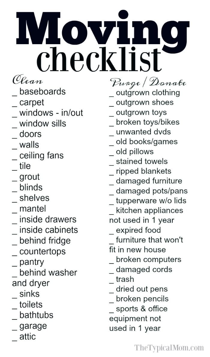moving checklist