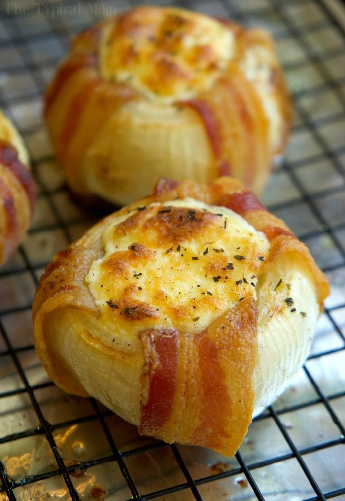 Mozzarella Stuffed Bacon Wrapped Onions · The Typical Mom