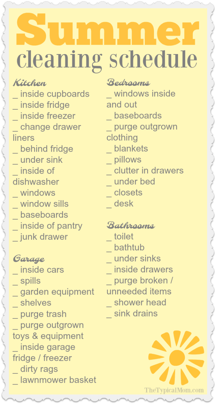 house cleaning items list