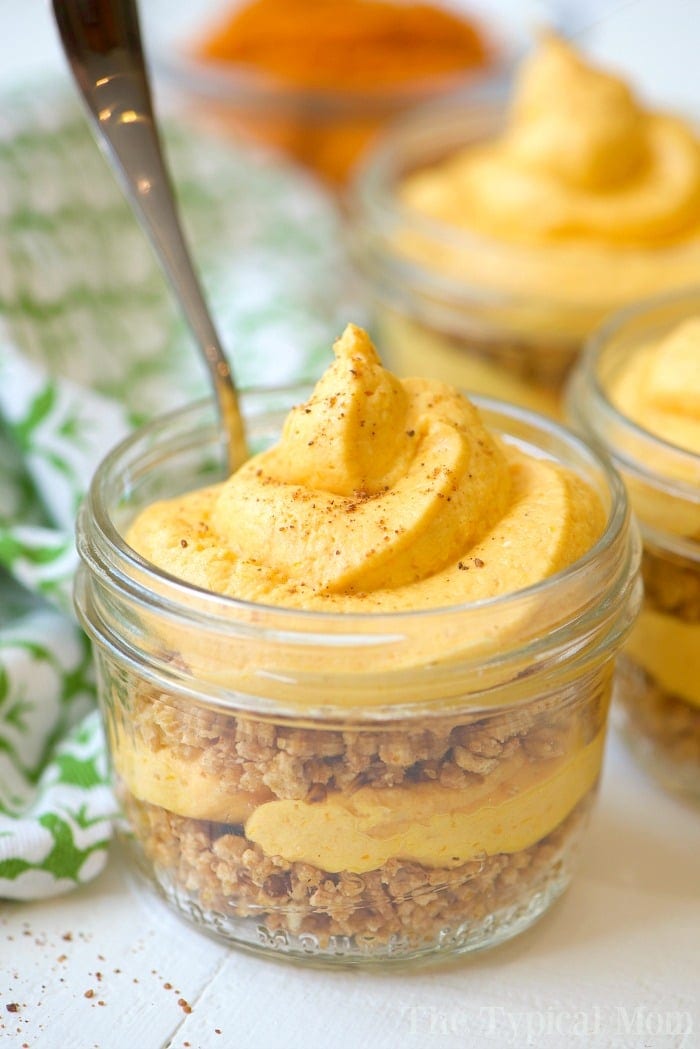 No Bake Pumpkin Cheesecake in Mason Jars · The Typical Mom