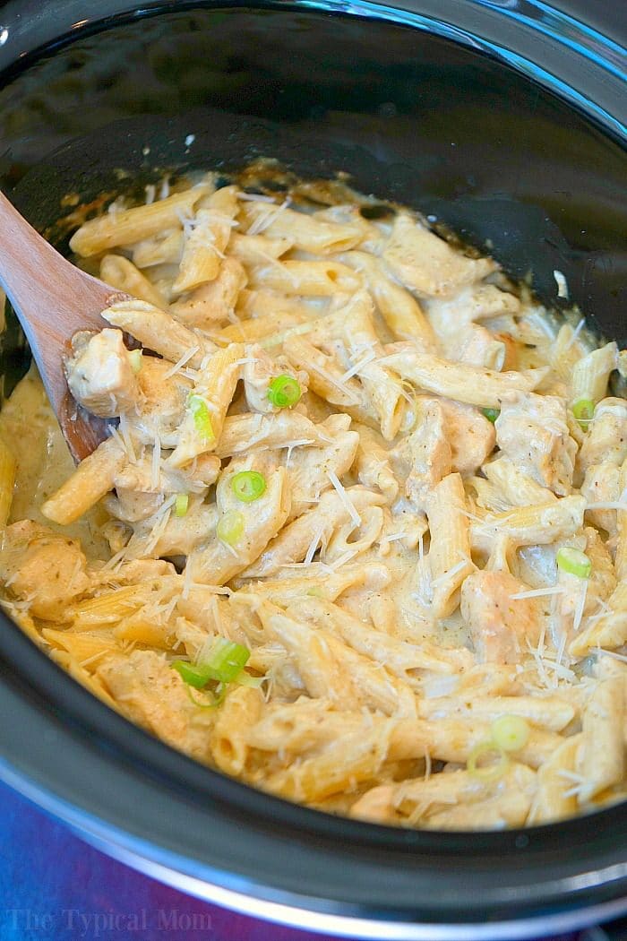 crockpot pesto chicken alfredo casserole 4