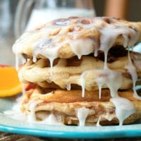 apple pie stuffed cinnamon roll waffles