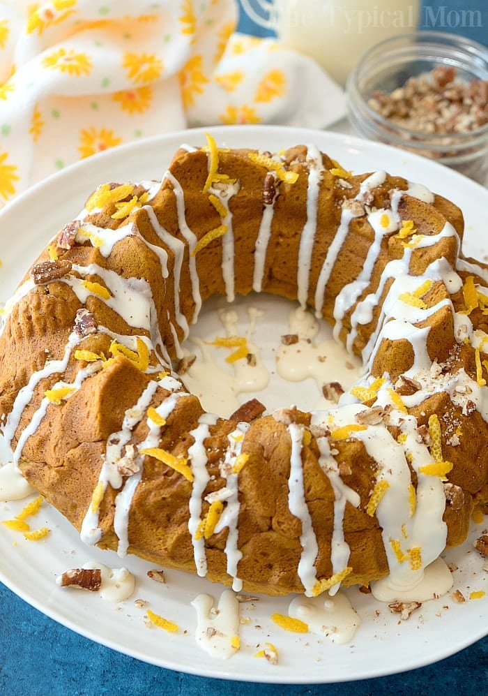 Gingerbread Pumpkin Bundt Cake with Frosting & Orange Zest
