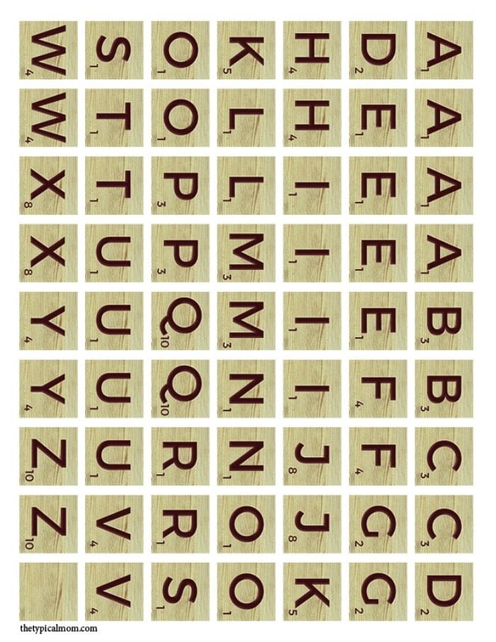 Free Printable Scrabble Tiles - Great Replacement or Lunch Game