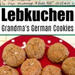 Lebkuchen - Grandma's famous German delicacies. Enjoy these spiced lebkuchen cookies perfectly arranged on a vibrant red plate, capturing the essence of festive flavors.