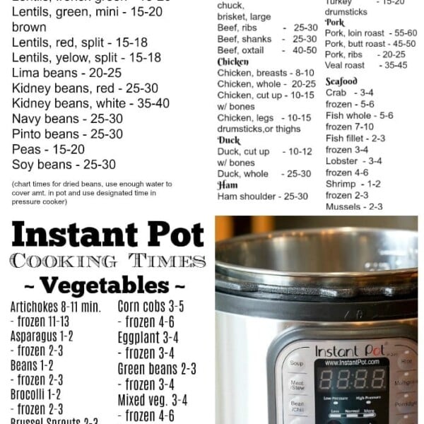 Pressure Cooker Time Chart