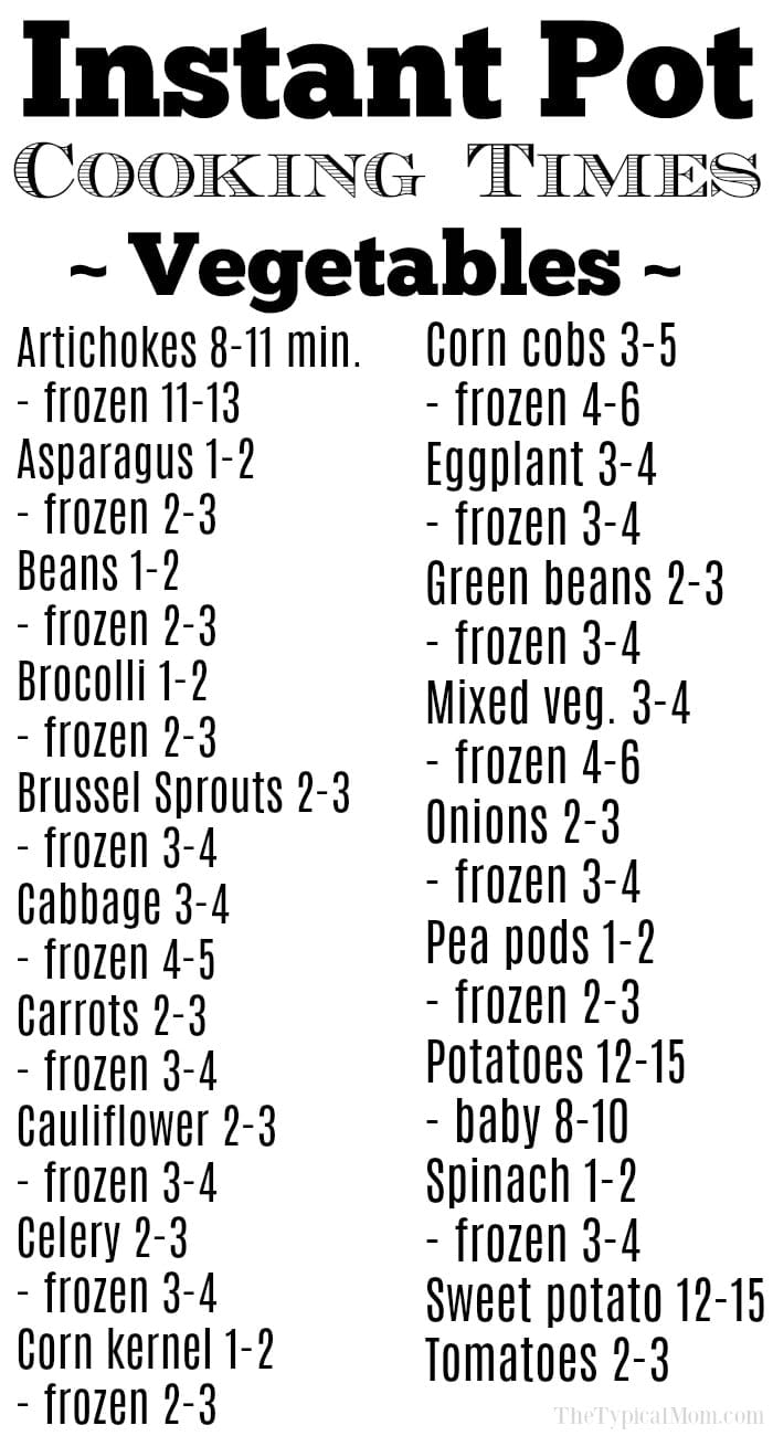 Instant Pot Chart