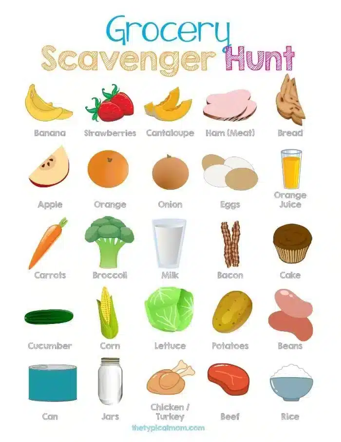 Free Grocery Store Scavenger Hunt Printable