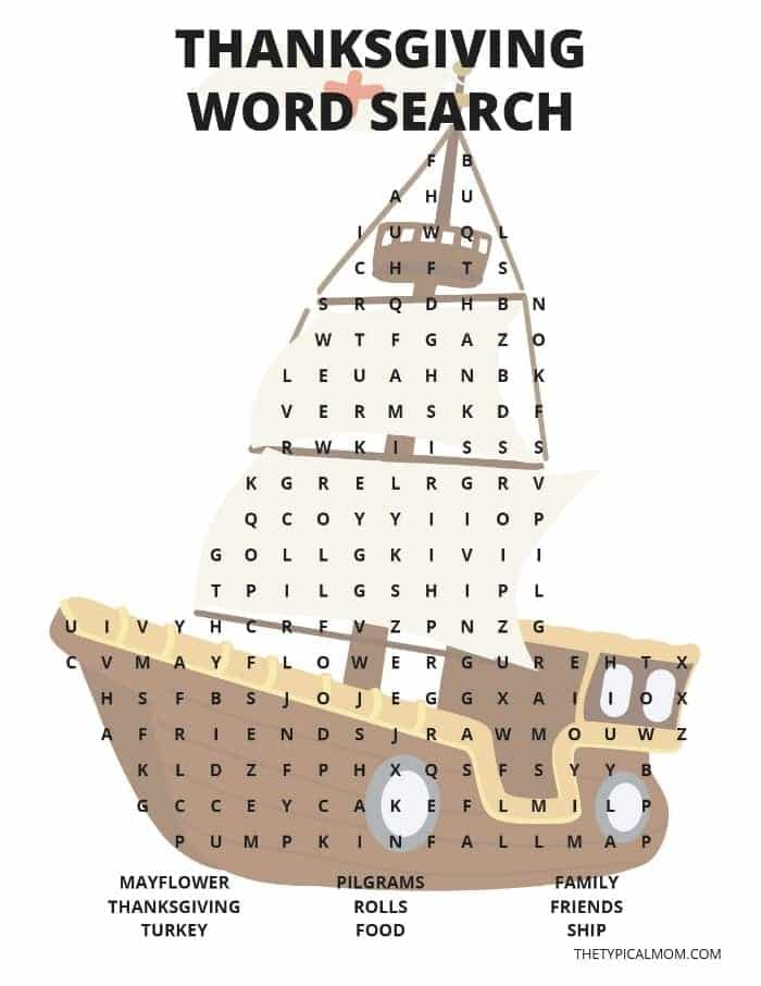 thanksgiving word search