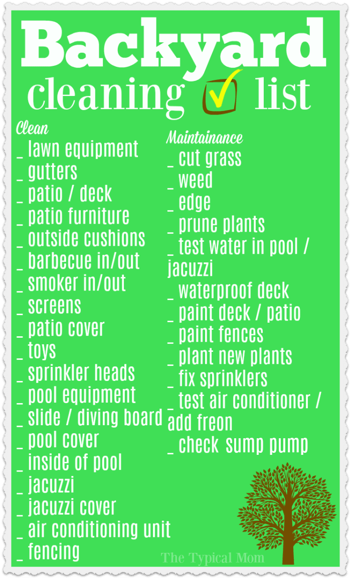 Backyard Clean Up Printable Checklist The Typical Mom