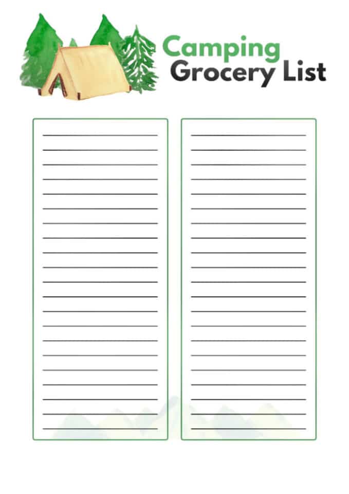 Easy Camping Recipes Printable Meal Planning for Camping