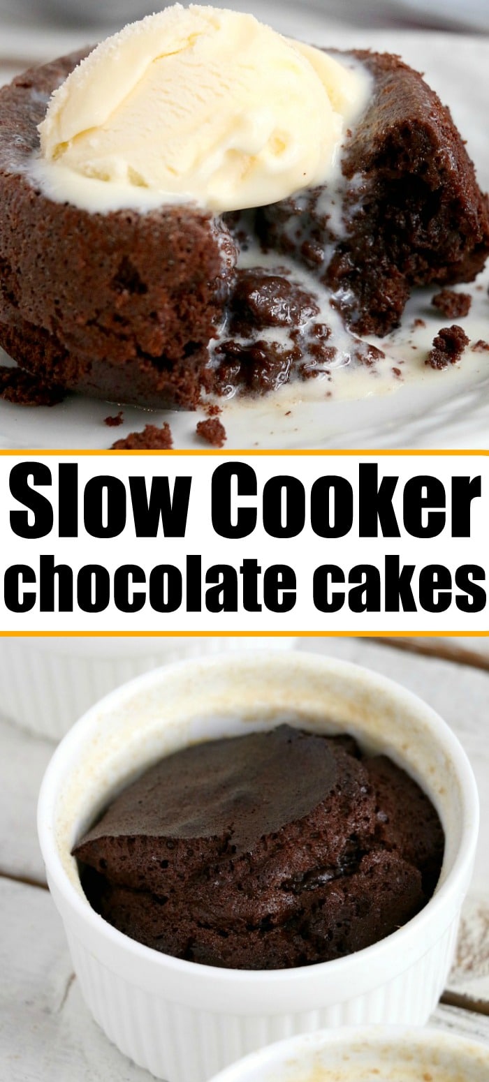 Chocolate Crockpot Cake Recipe Individual Servings in Ramekins