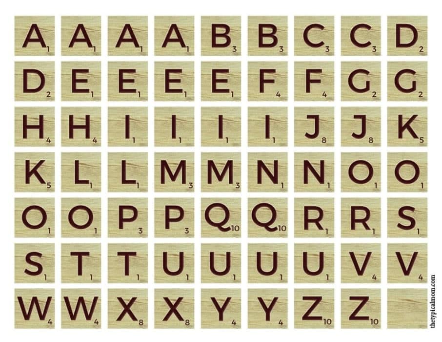 Free Printable Scrabble Tiles - Great Replacement or Lunch Game