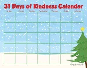 FREE Printable Kindness Calendar + Filled Out With Ideas or Blank