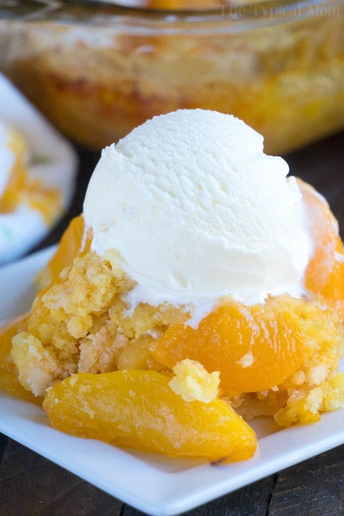 Easy Dump Peach Cobbler Dessert · The Typical Mom