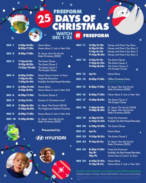 25 Days of Christmas Movie Schedule · The Typical Mom