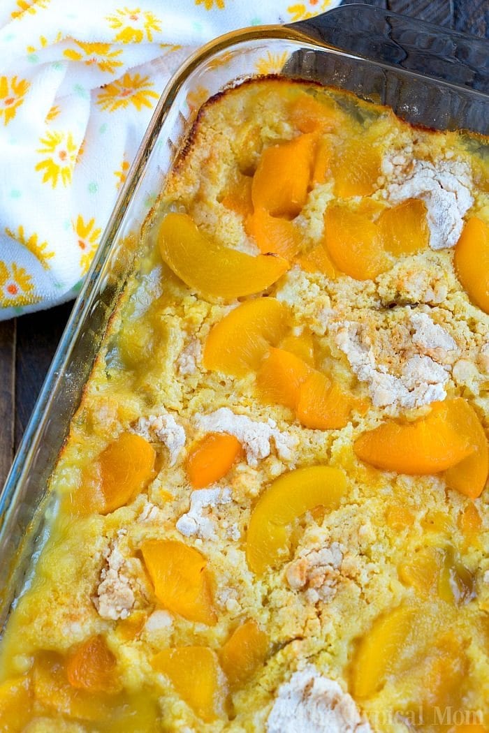 Dump Peach Cobbler with Canned Peaches and Cake Mix