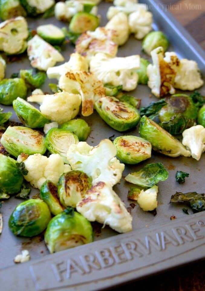 Roasted Brussel Sprouts and Cauliflower in Creamy Sauce