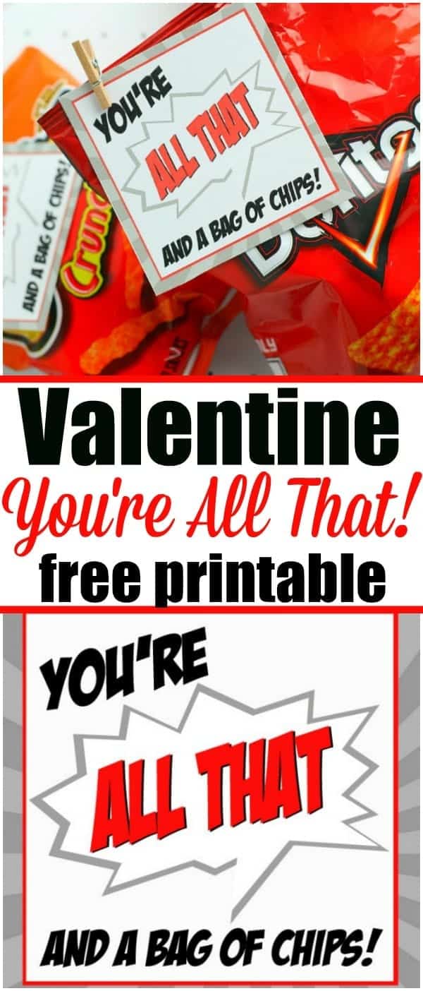Free Valentines Tag for Chips Printable PDF for Boys and Girls