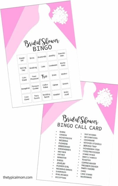 Free Bridal Shower Bingo Cards PDF Printables